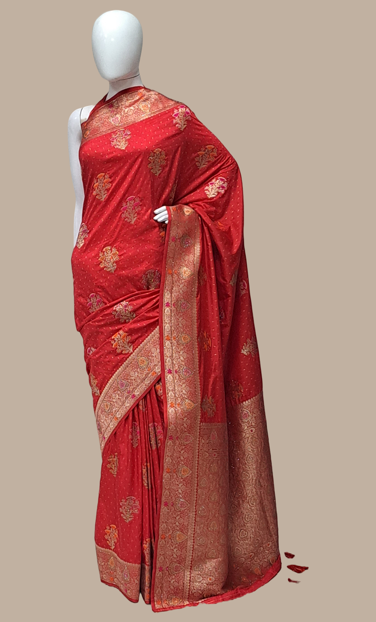Deep Red Art Silk Sari