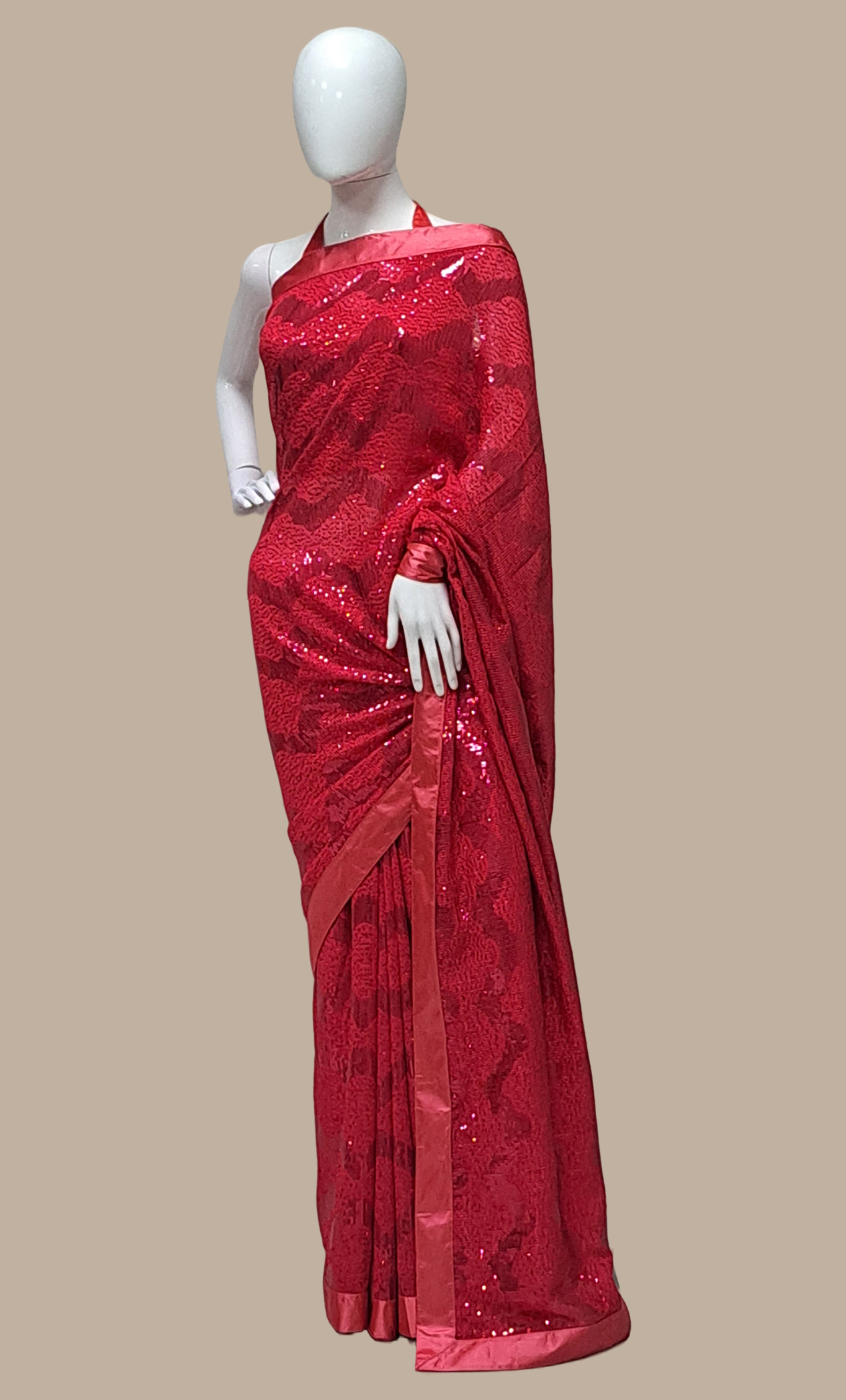 Dark Pink Sequin Embroidered Sari
