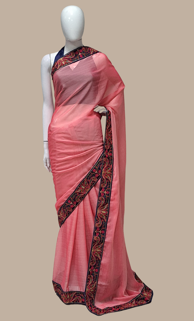 Rose Pink Embroidered Sari