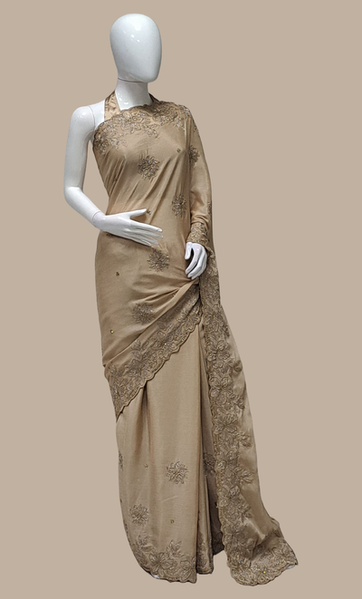 Camel Embroidered Sari