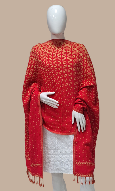 Deep Red Woven Shawl