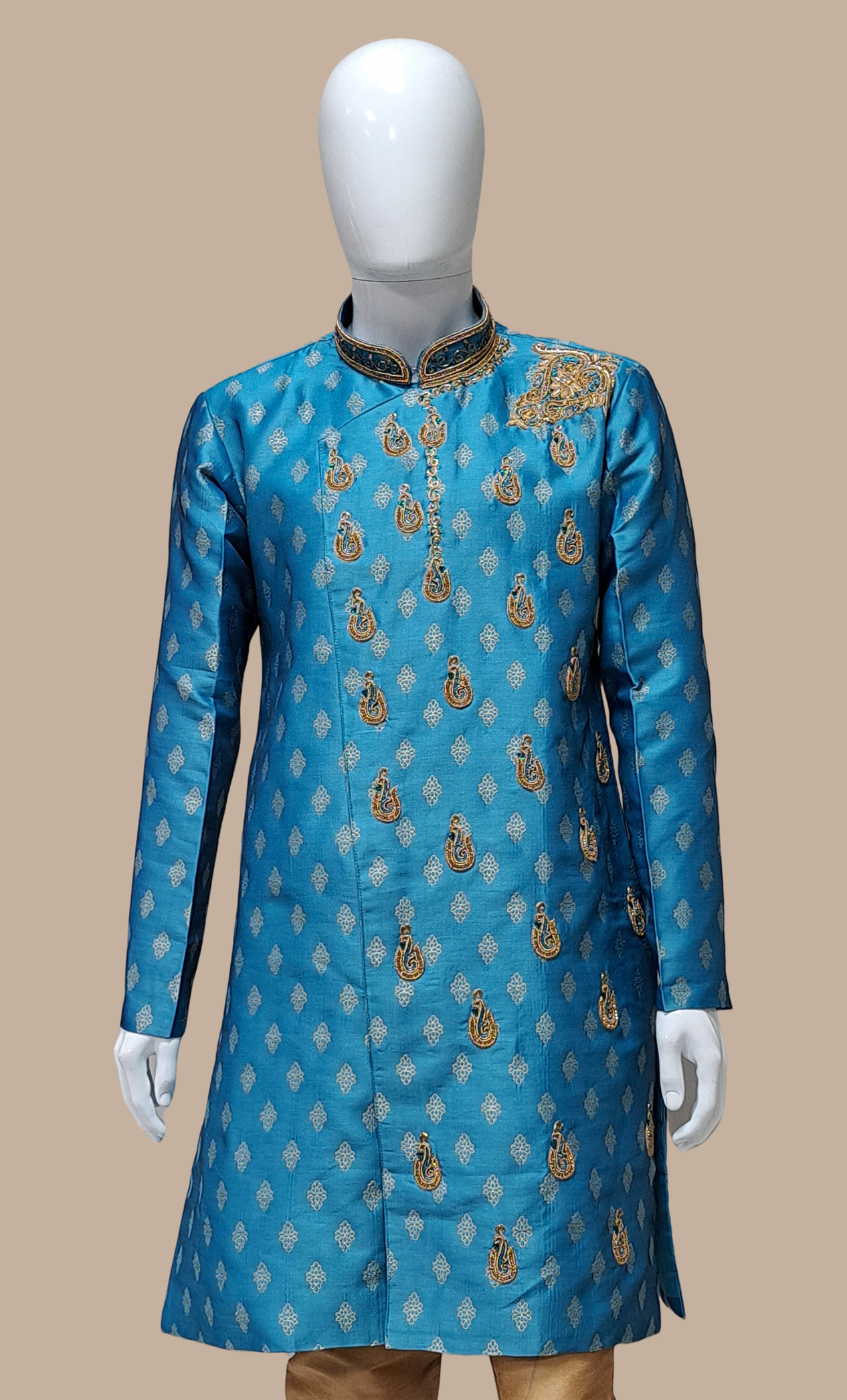 Turquoise Embroidered Kurta Set