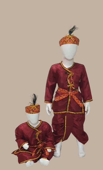 Boys Maroon Krishna Outfit