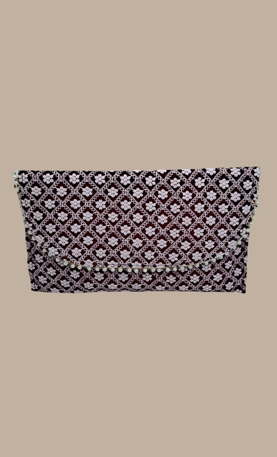 Maroon Embroidered Clutch Bag