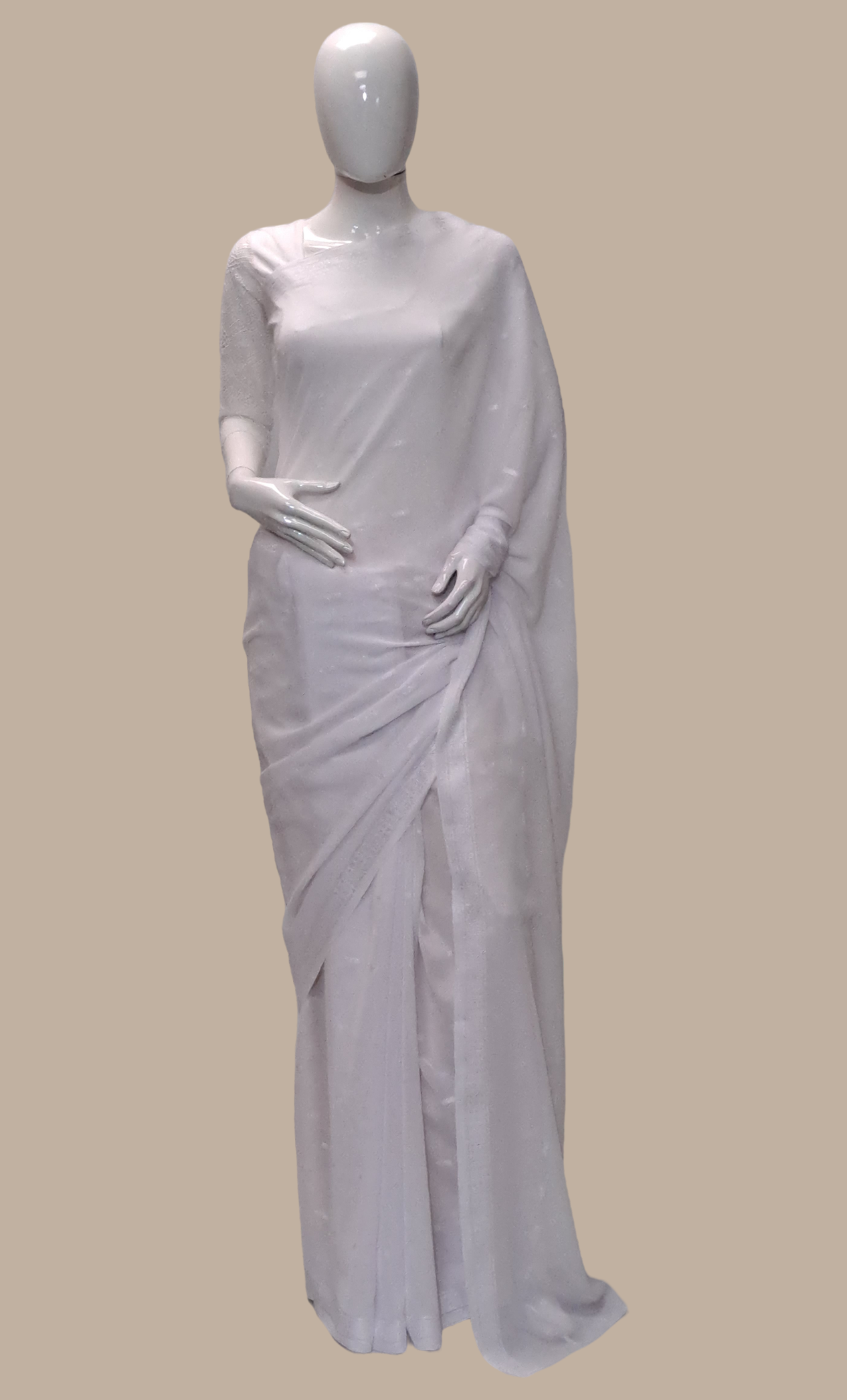 White Woven Sari