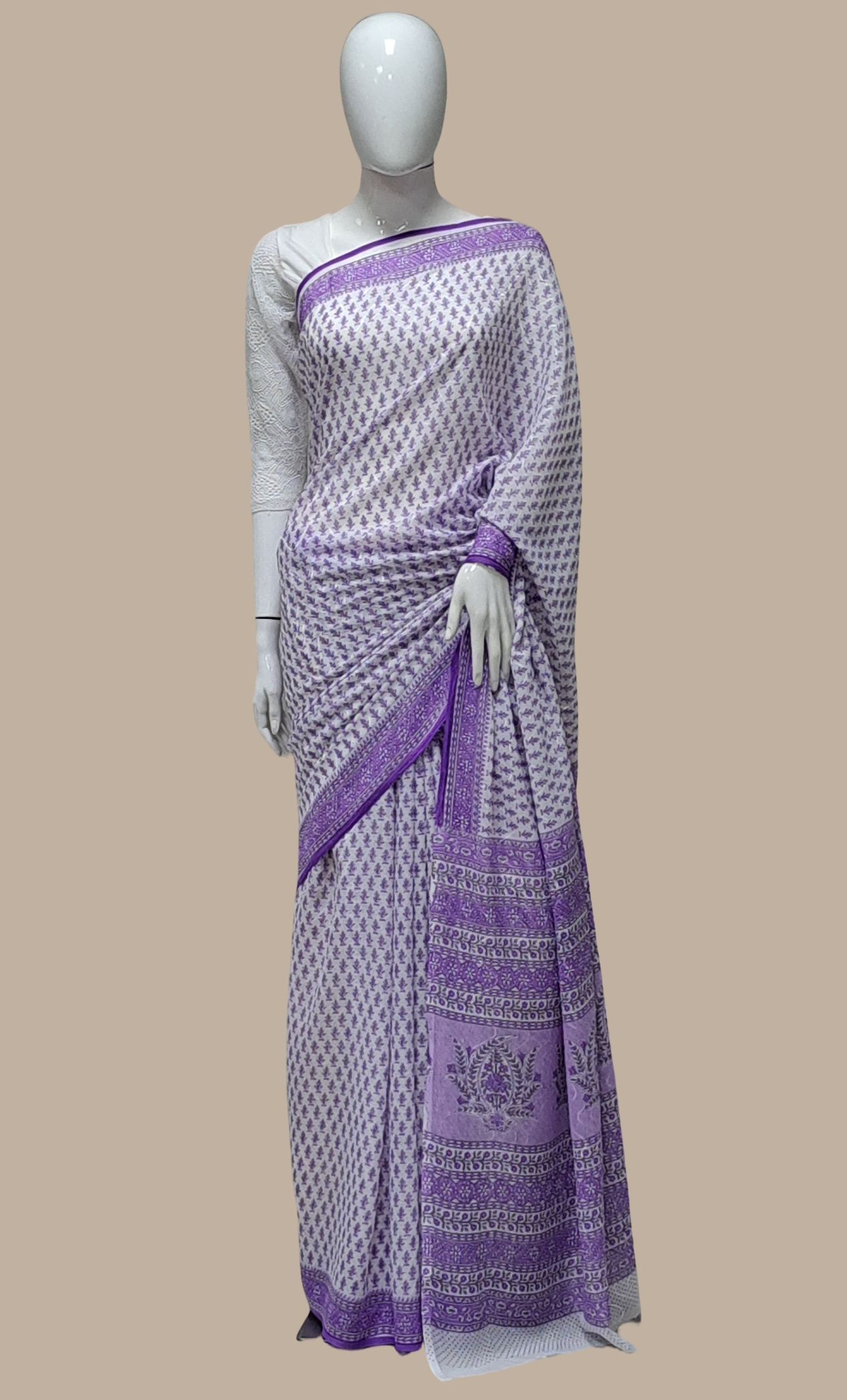 Purple Floral Printed Sari