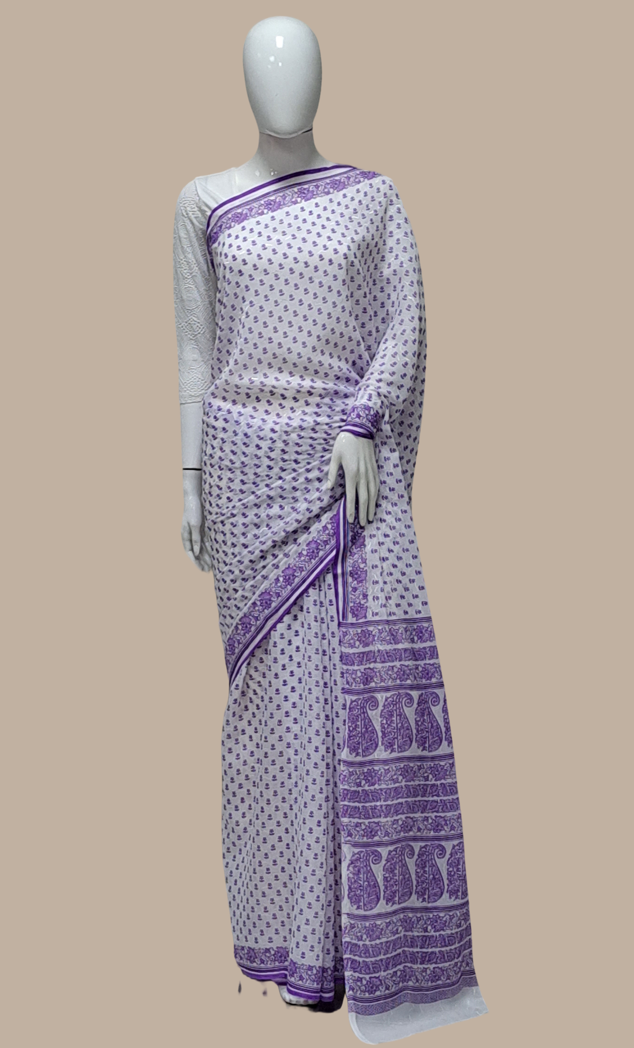 Purple Floral Printed Sari