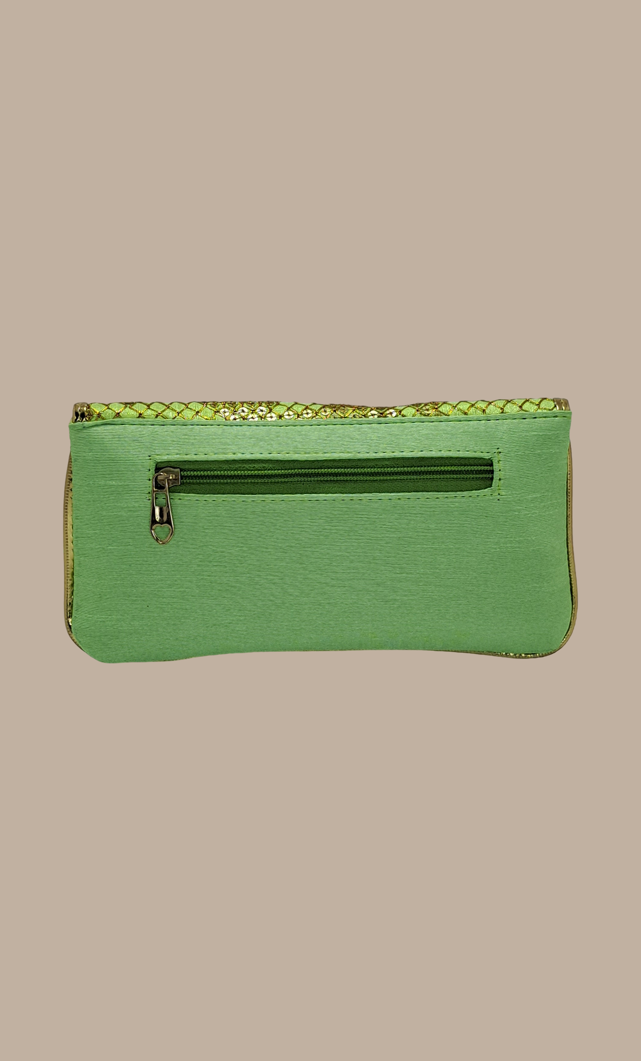 Lime Green Embroidered Clutch Bag