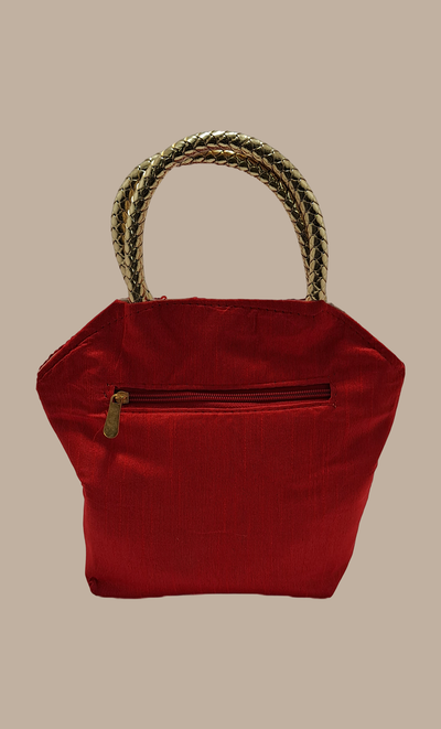 Deep Red Embroidered Handbag
