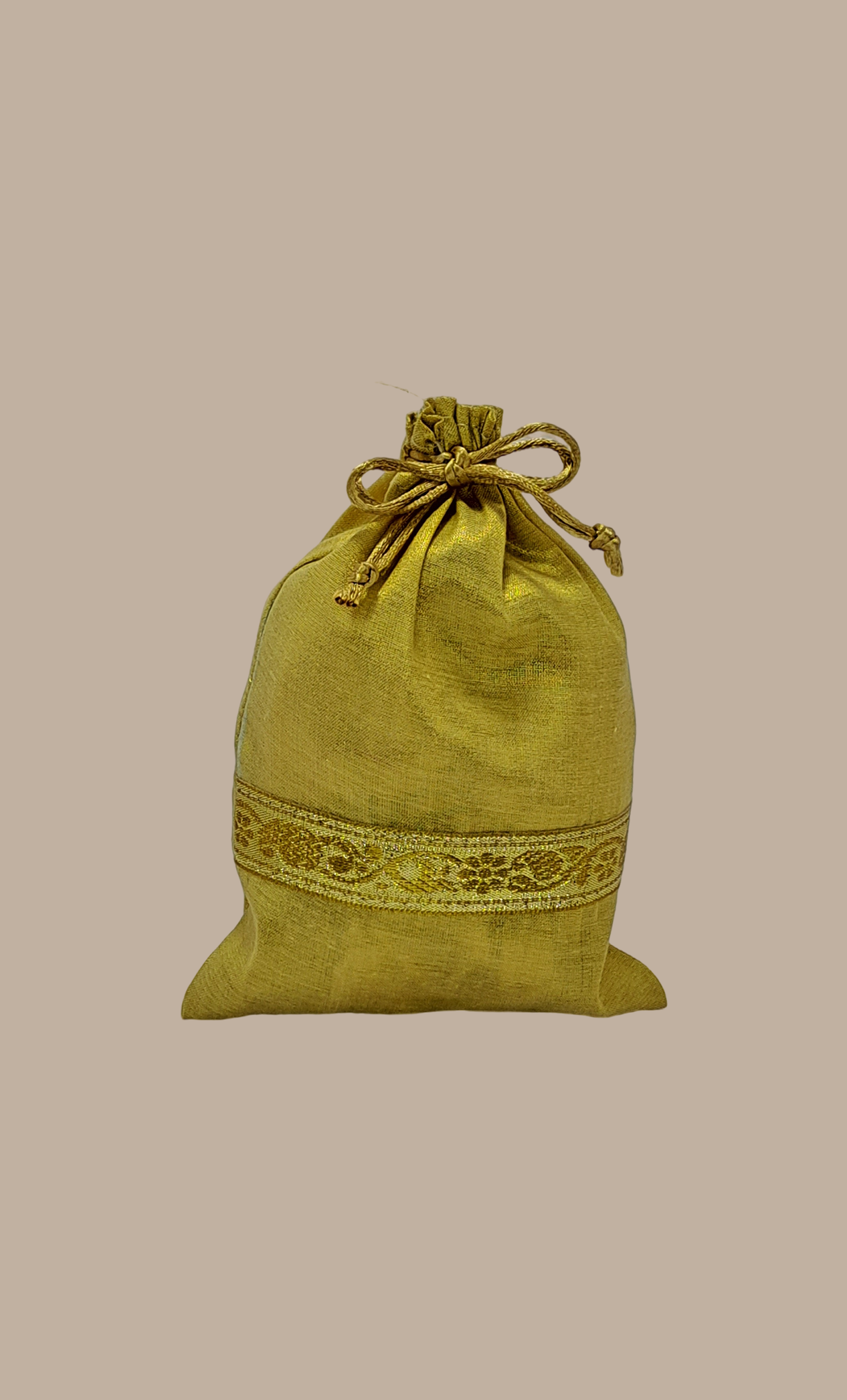 Gold Small Embroidered Pouch Bag