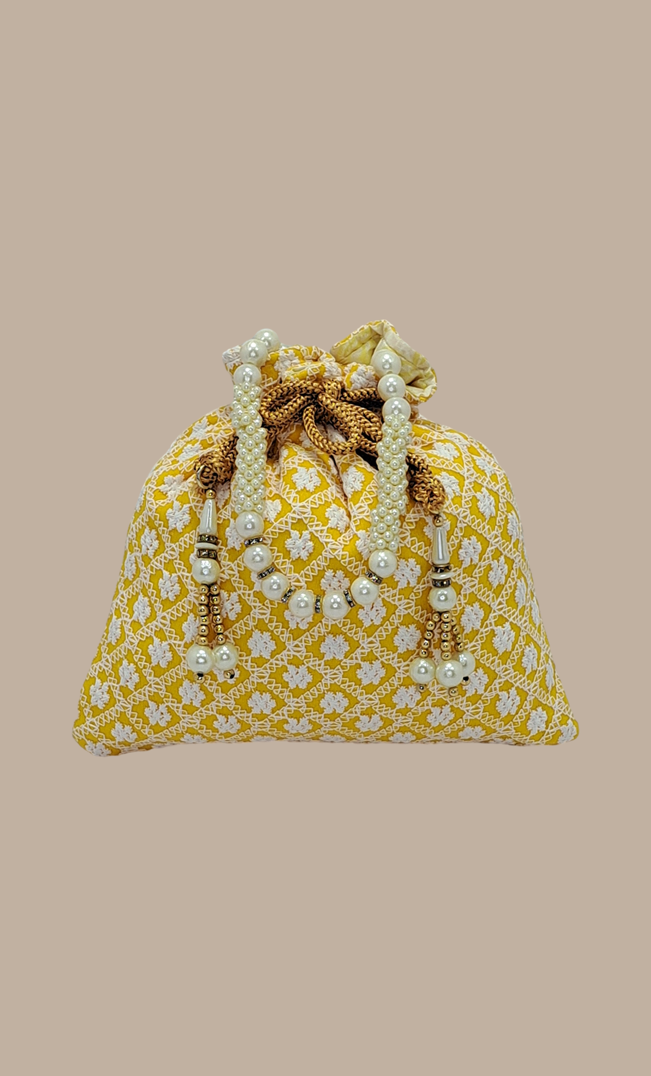 Canary Yellow Embroidered Pouch Bag