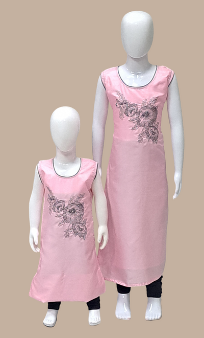 Baby Pink Embroidered Kurti Top