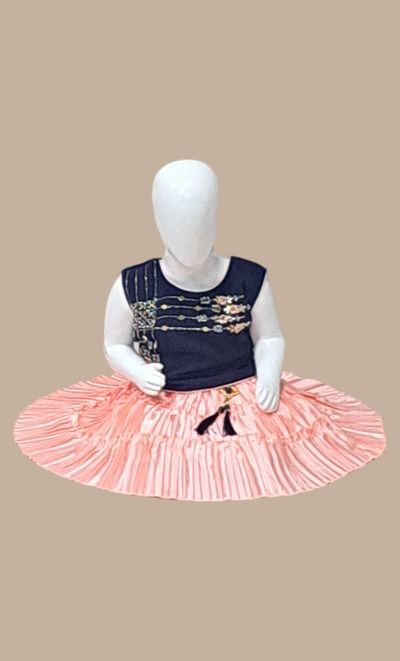 Peach Embroidered Skirt Set