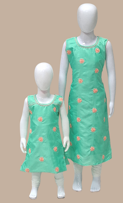 Pastel Green Embroidered Kurti Top