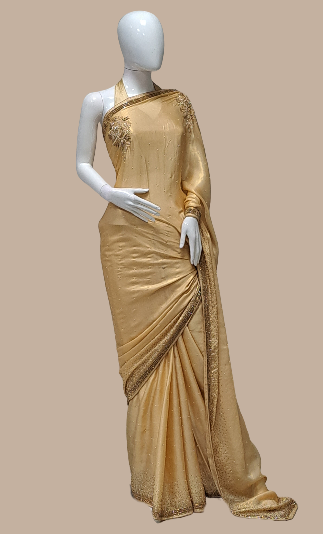 Shimmer Gold Embroidered Sari