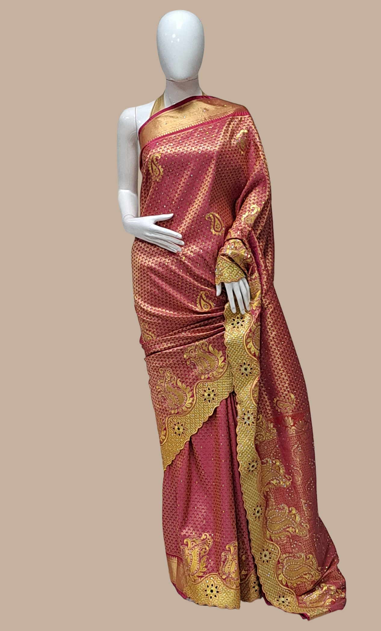 Deep Magenta Bridal Kanjivaram Sari