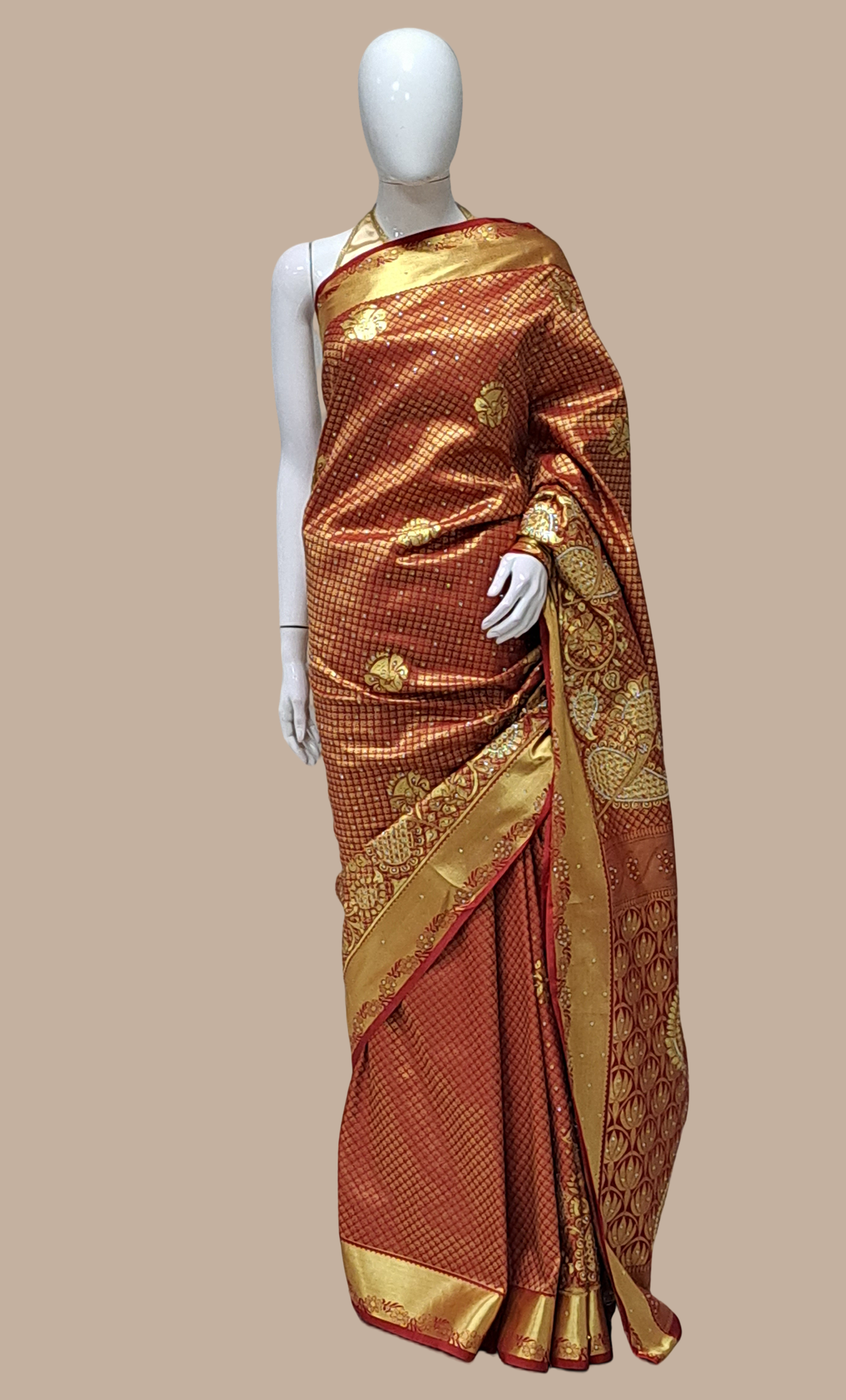 Dark Red Bridal Kanjivaram Sari