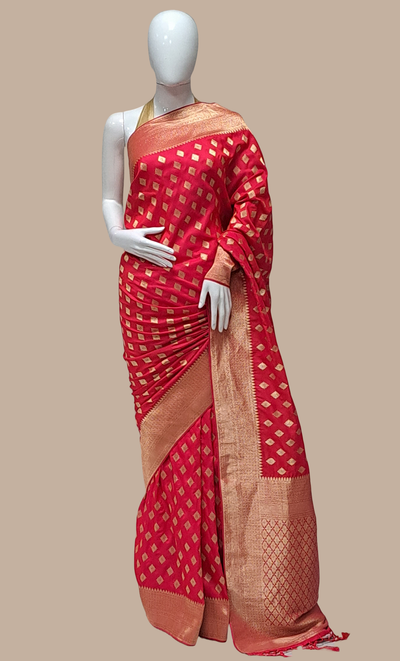 Deep Cerise Woven Art Silk Sari