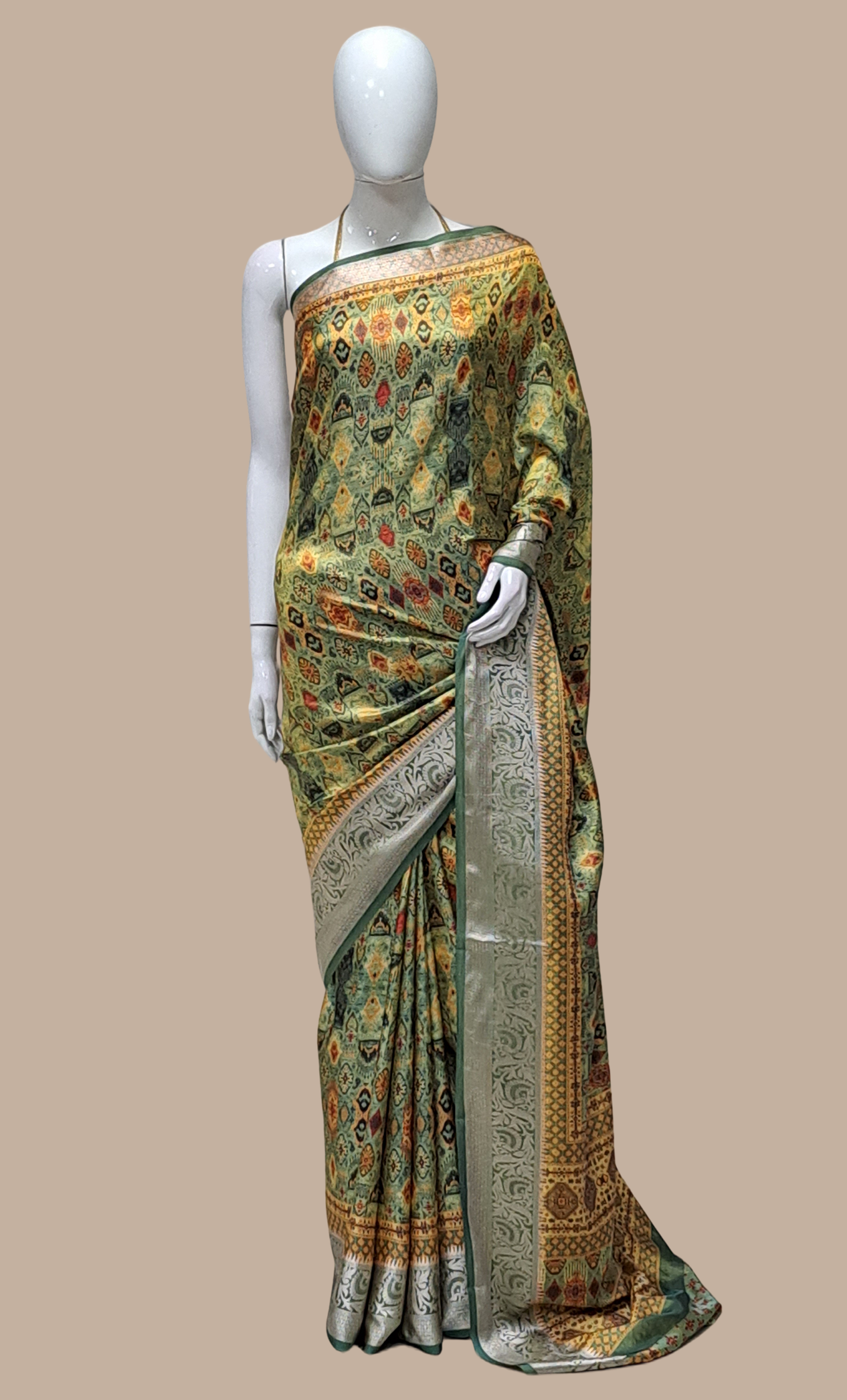 Mint Green Printed Sari