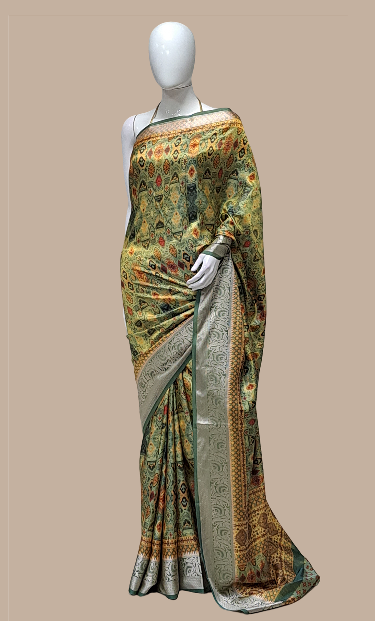 Mint Green Printed Sari