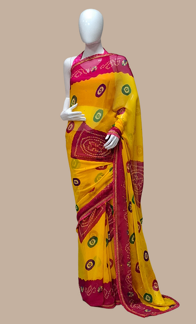 Deep Cerise Bandhani Printed Sari