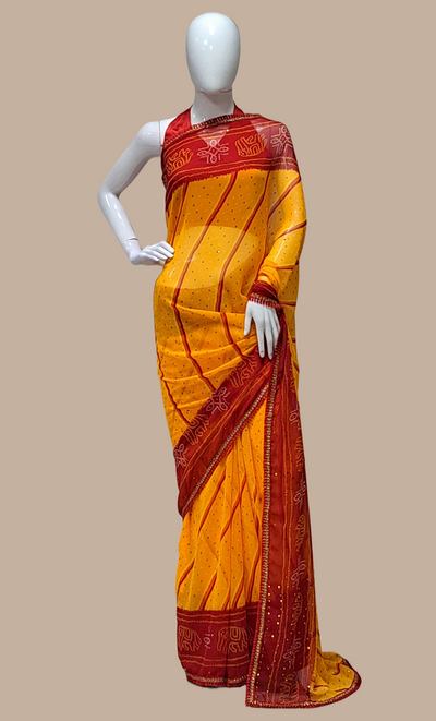 Deep Mustard Bandhani Printed Sari