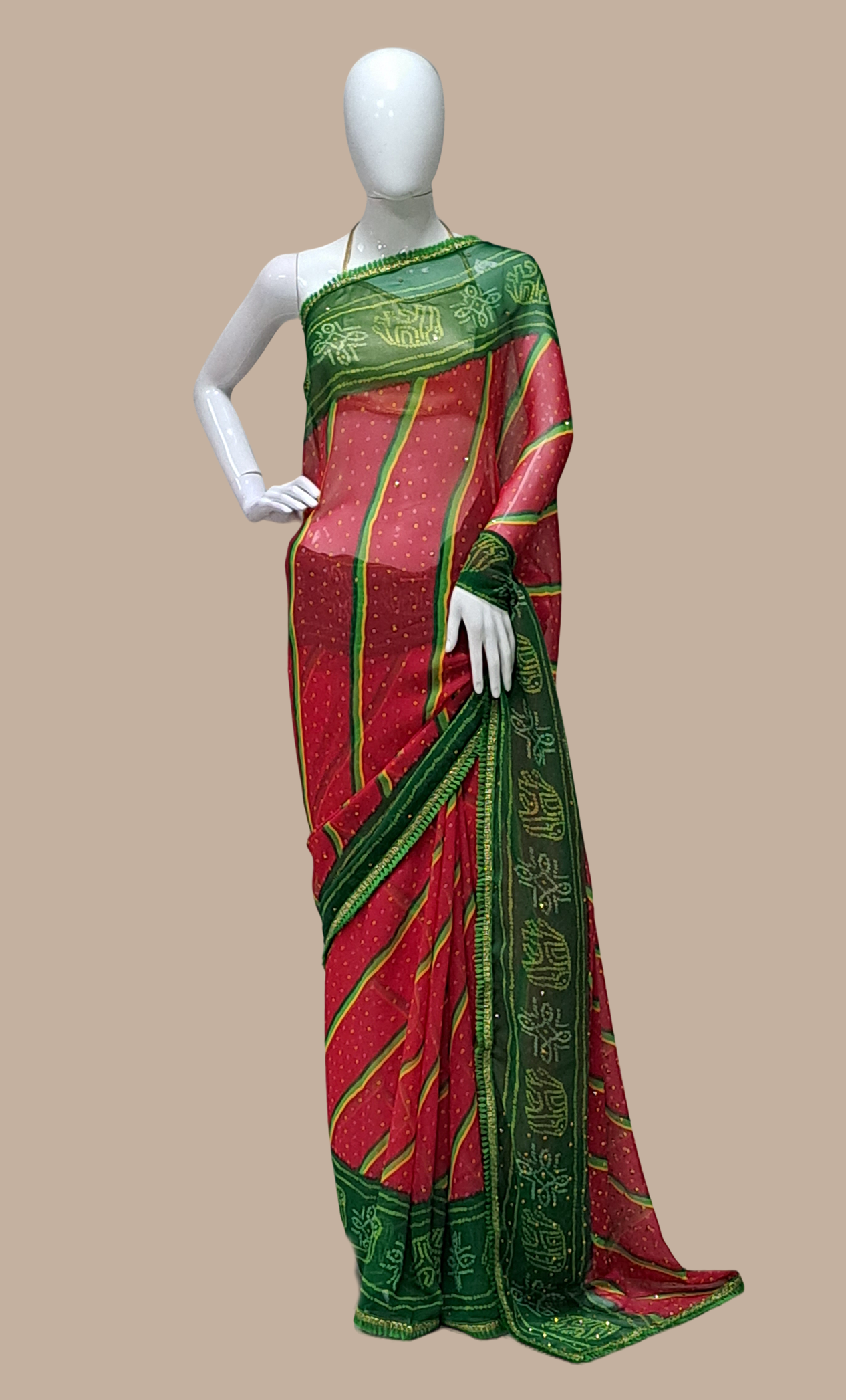 Magenta Bandhani Printed Sari