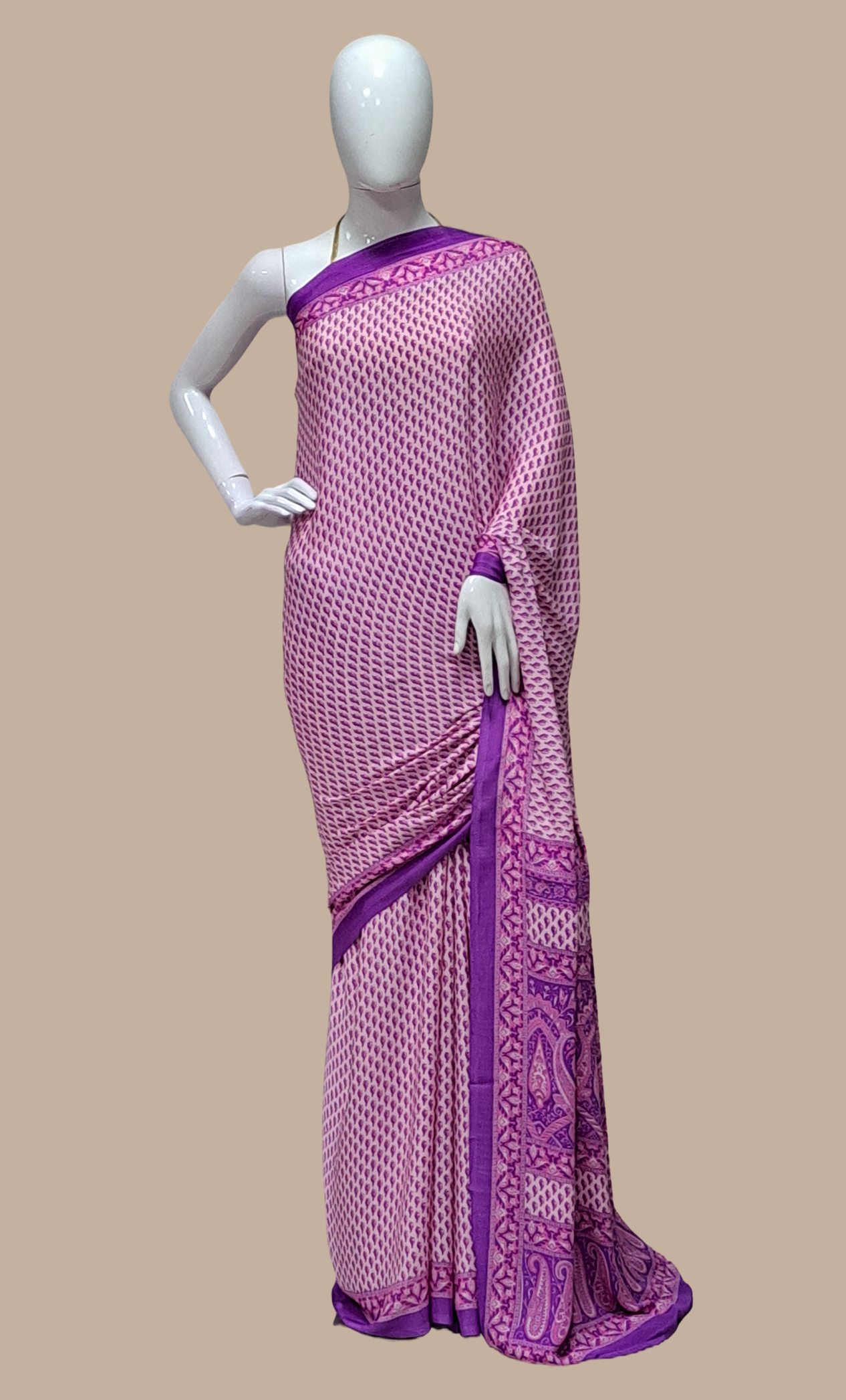 Soft Purple Printed Sari