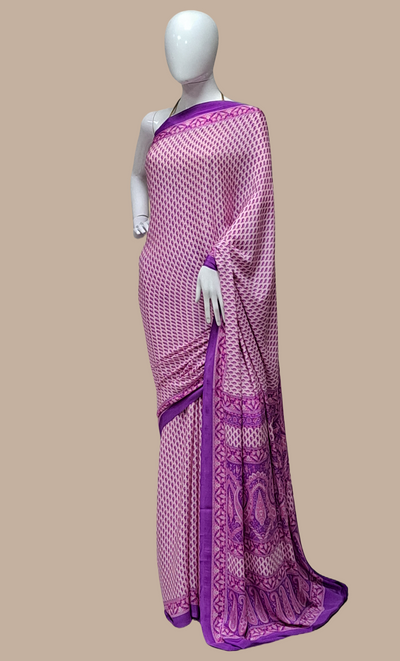 Soft Purple Printed Sari