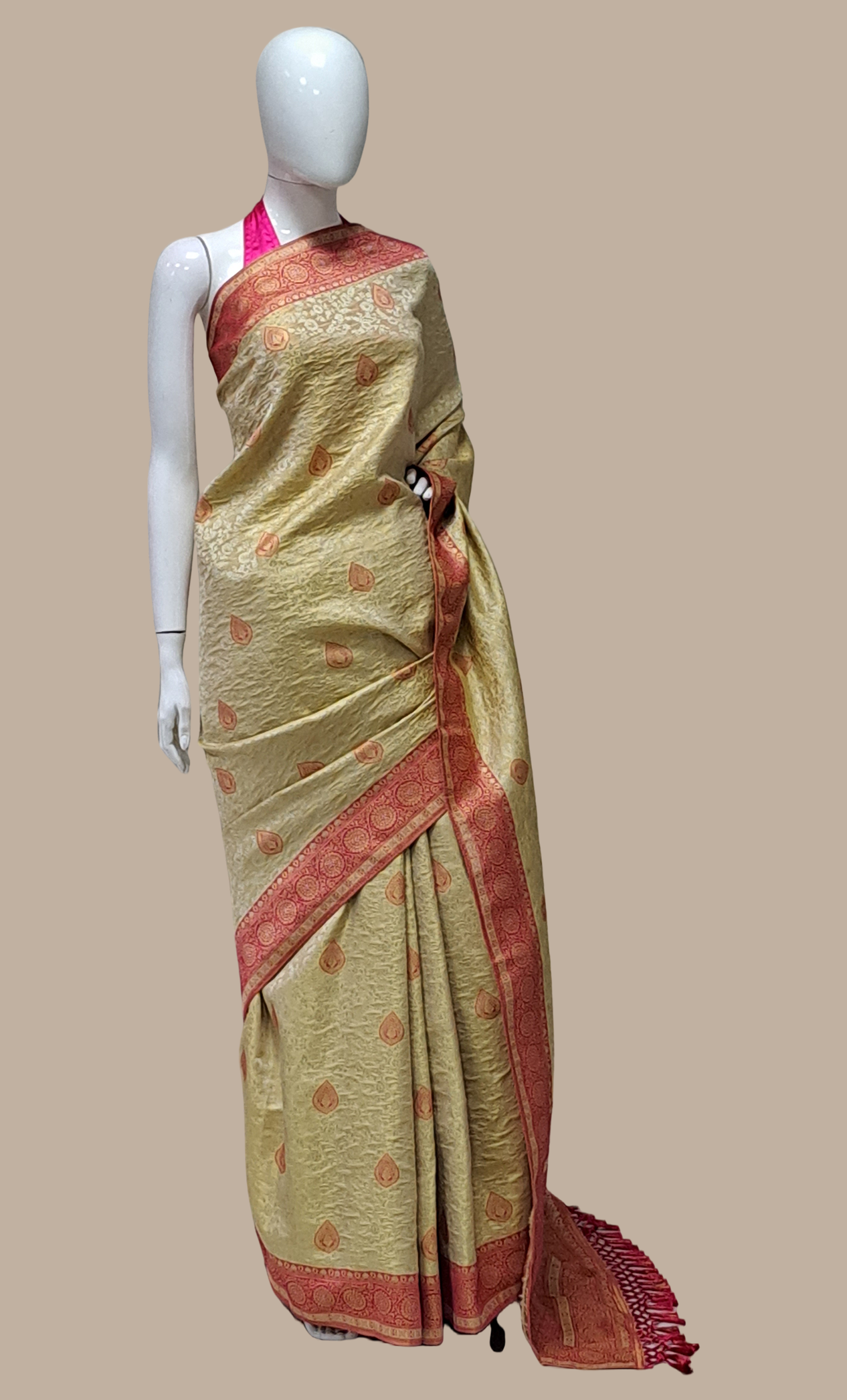 Deep Beige Art Silk Sari