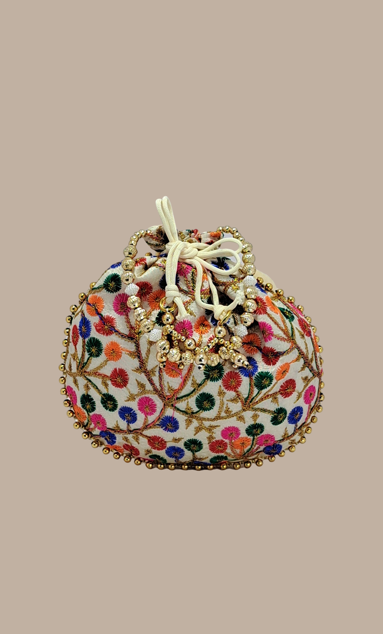 Multi-Colour Floral Embroidered Pouch Bag
