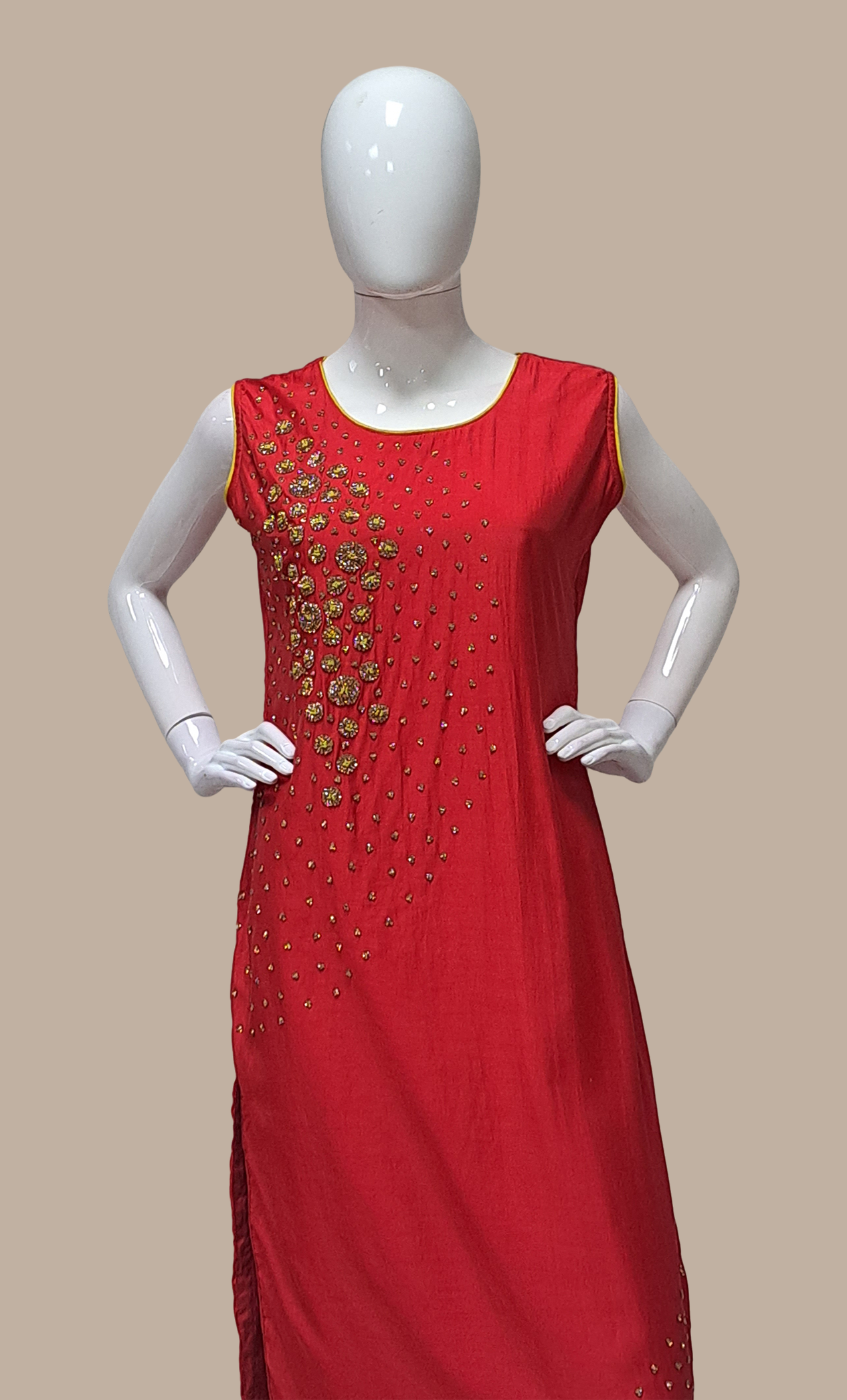 Rose Red Embroidered Punjabi