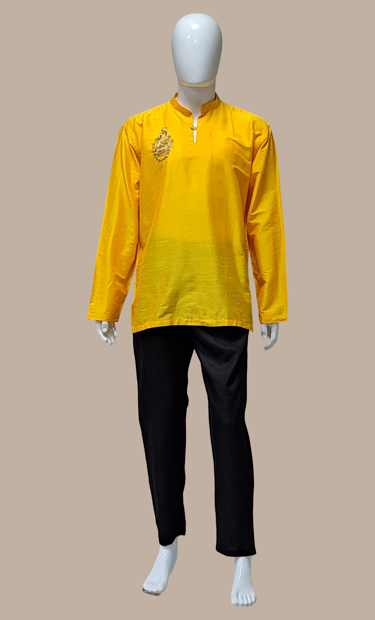 Canary Yellow Embroidered Kurta Top