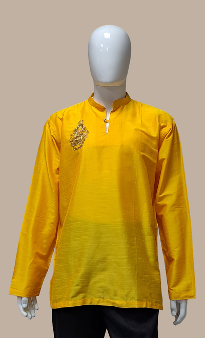 Canary Yellow Embroidered Kurta Top