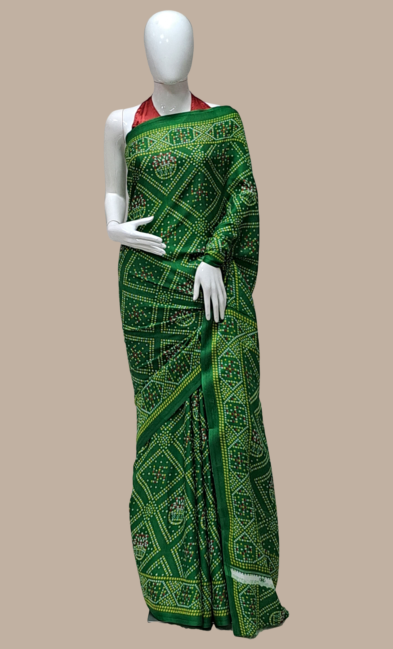 Deep Green Printed Prayer Sari