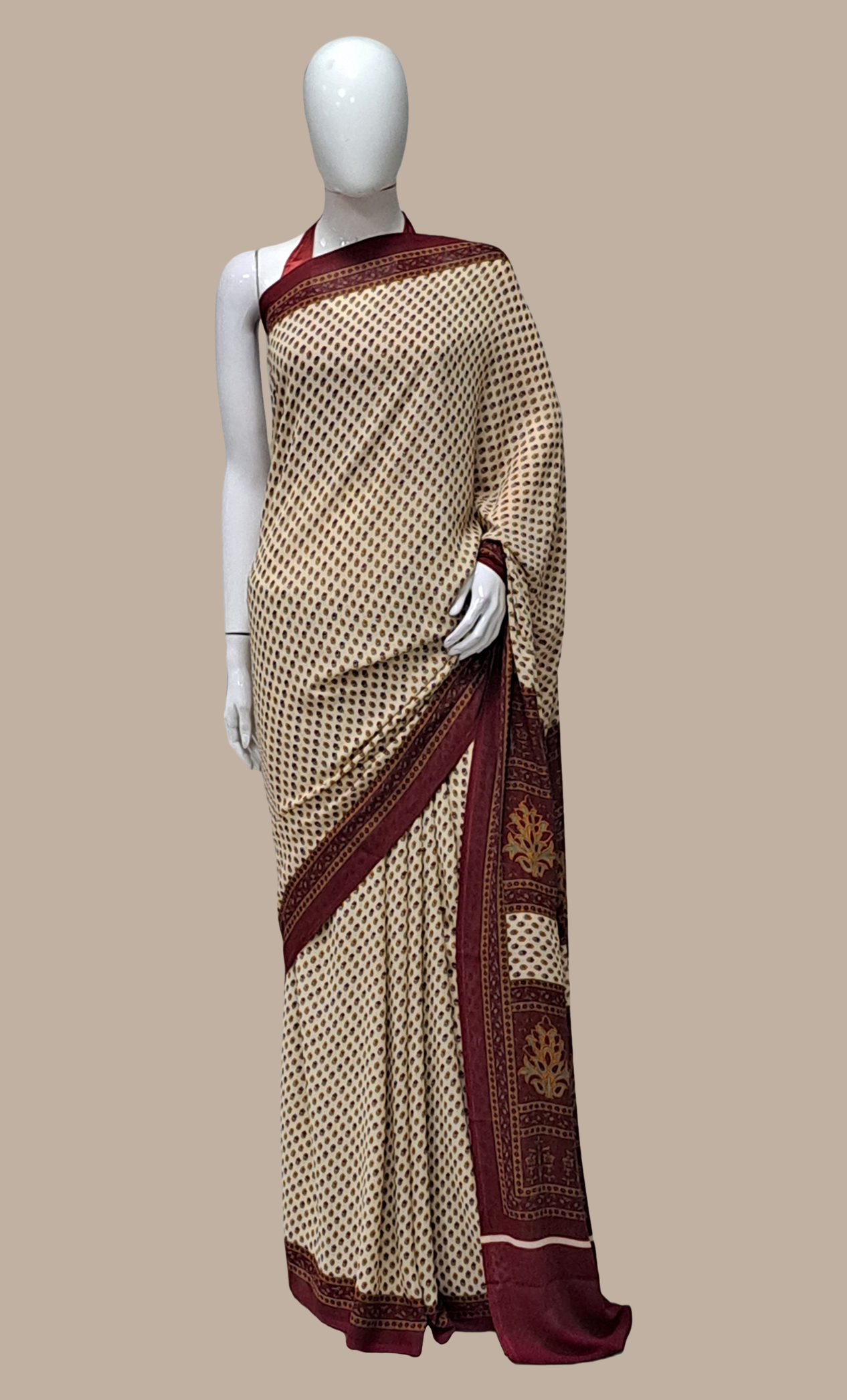 Maroon Printed Sari