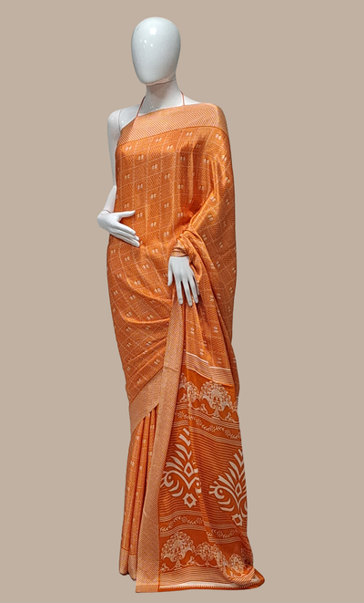 Orange Printed Sari