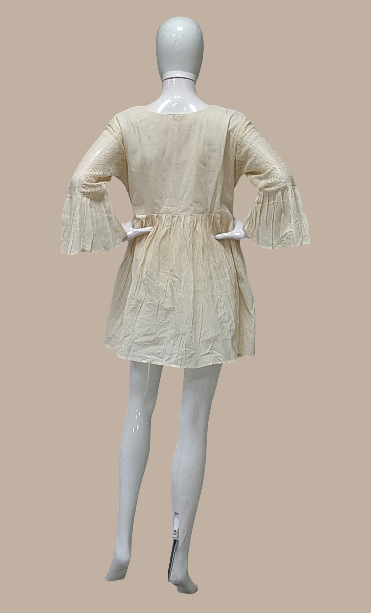 Cream Embroidered Kurti Dress