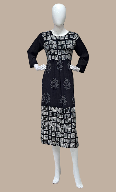 Black Printed Kurti Dress