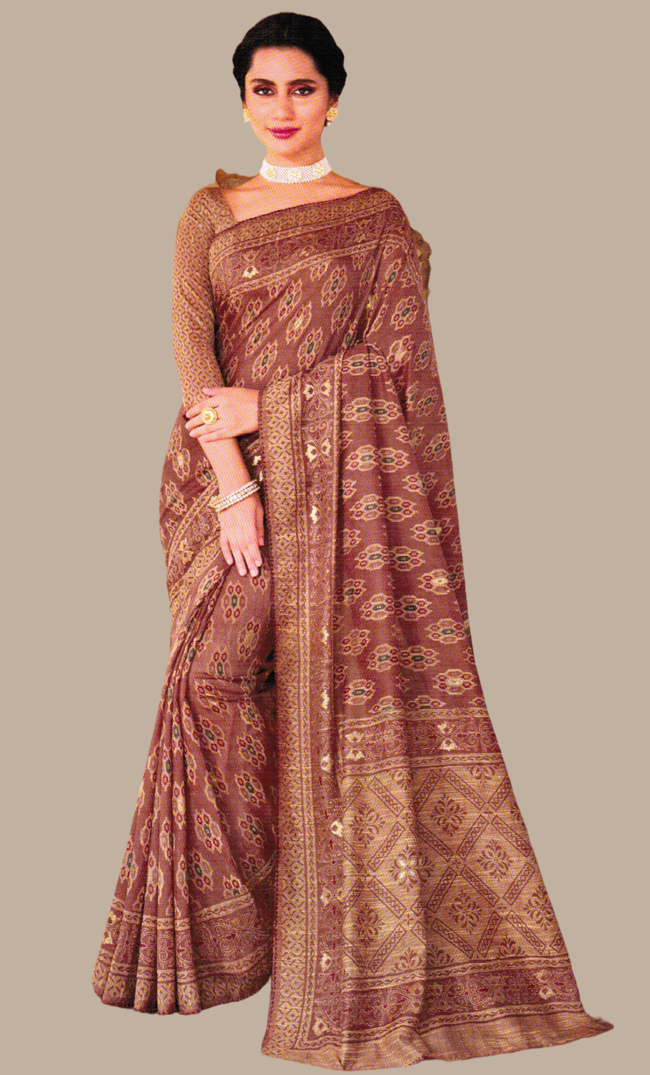 Deep Stone Woven Cotton Sari