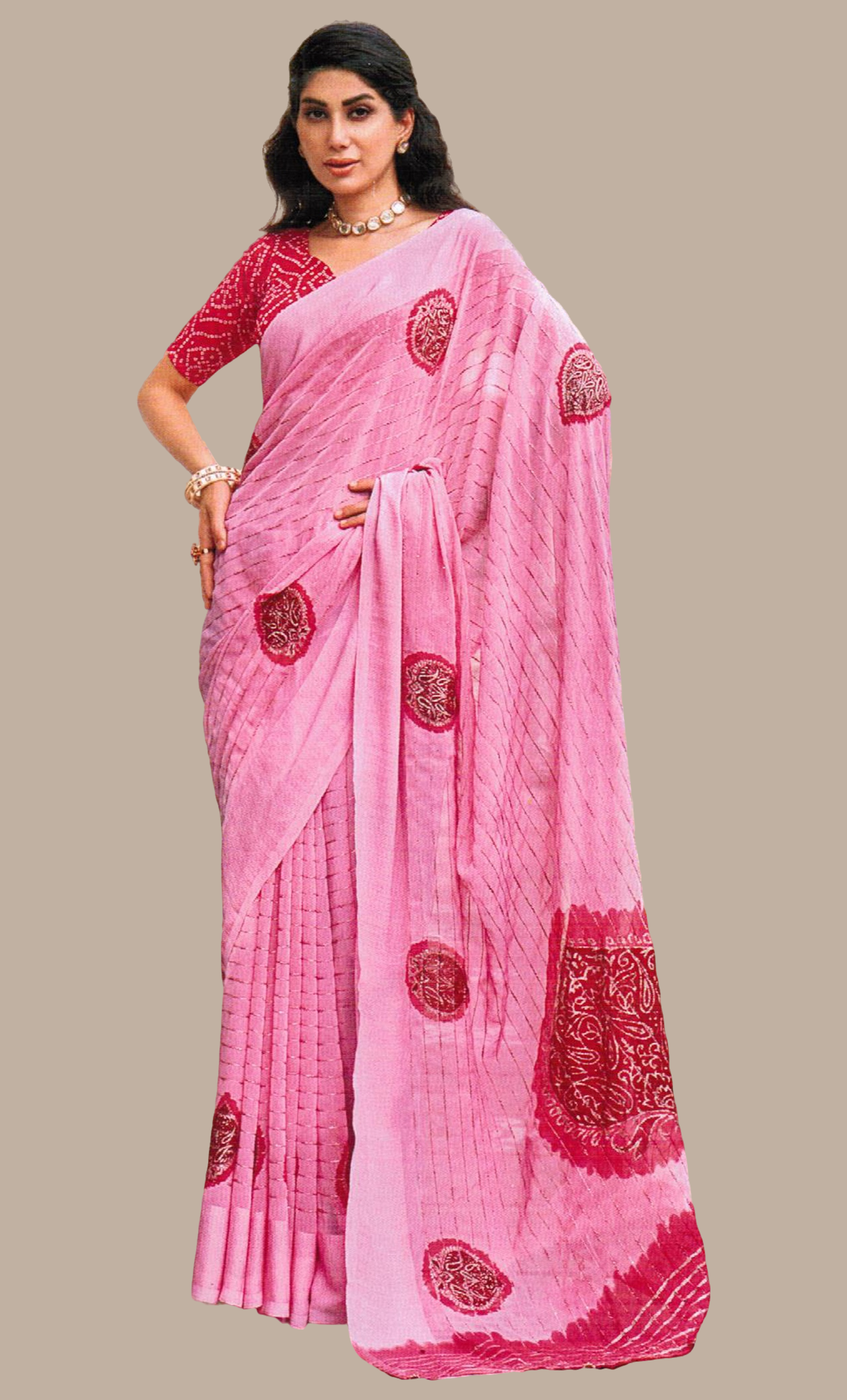 Rose Pink Embroidered Sari