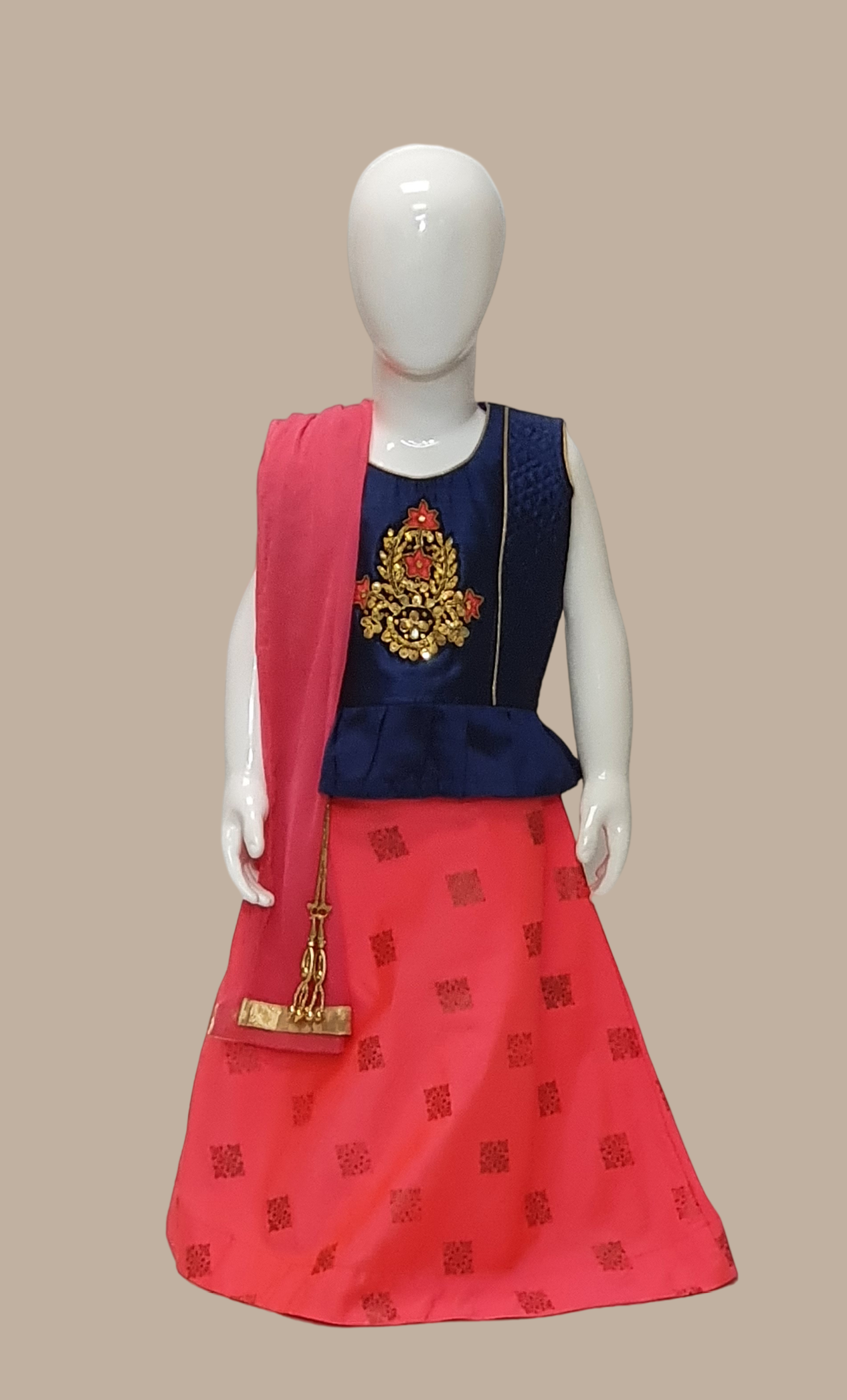 Spicy Pink Embroidered Choli Set