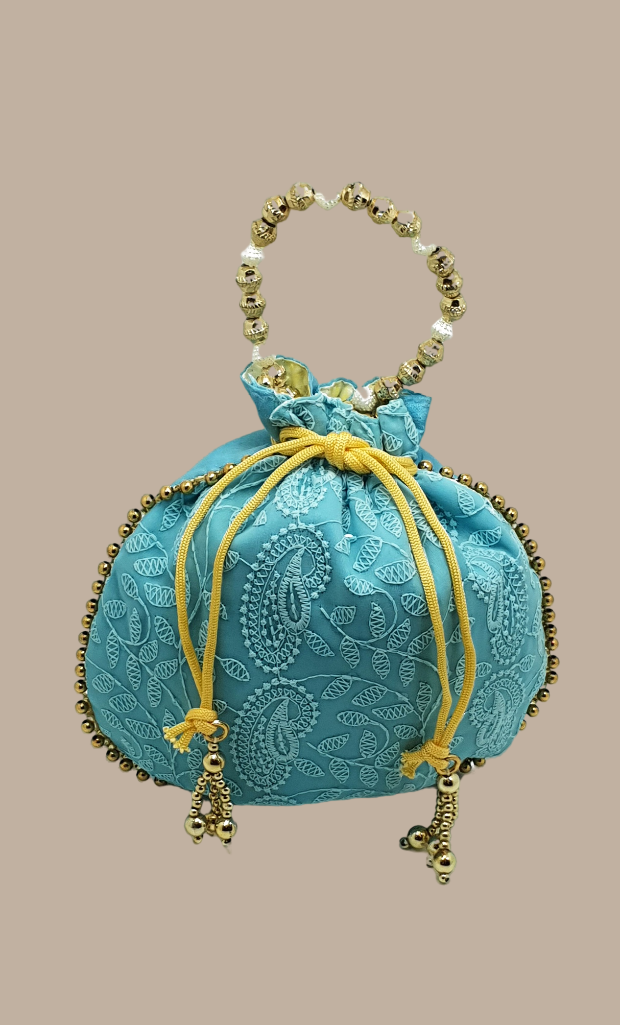 Baby Blue Embroidered Pouch Bag