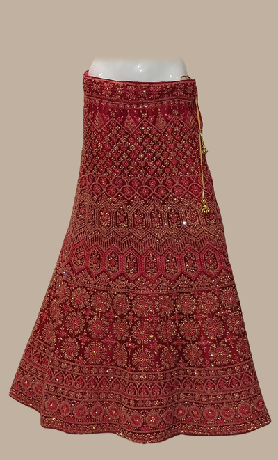 Deep Magenta Fully Embroidered Lengha