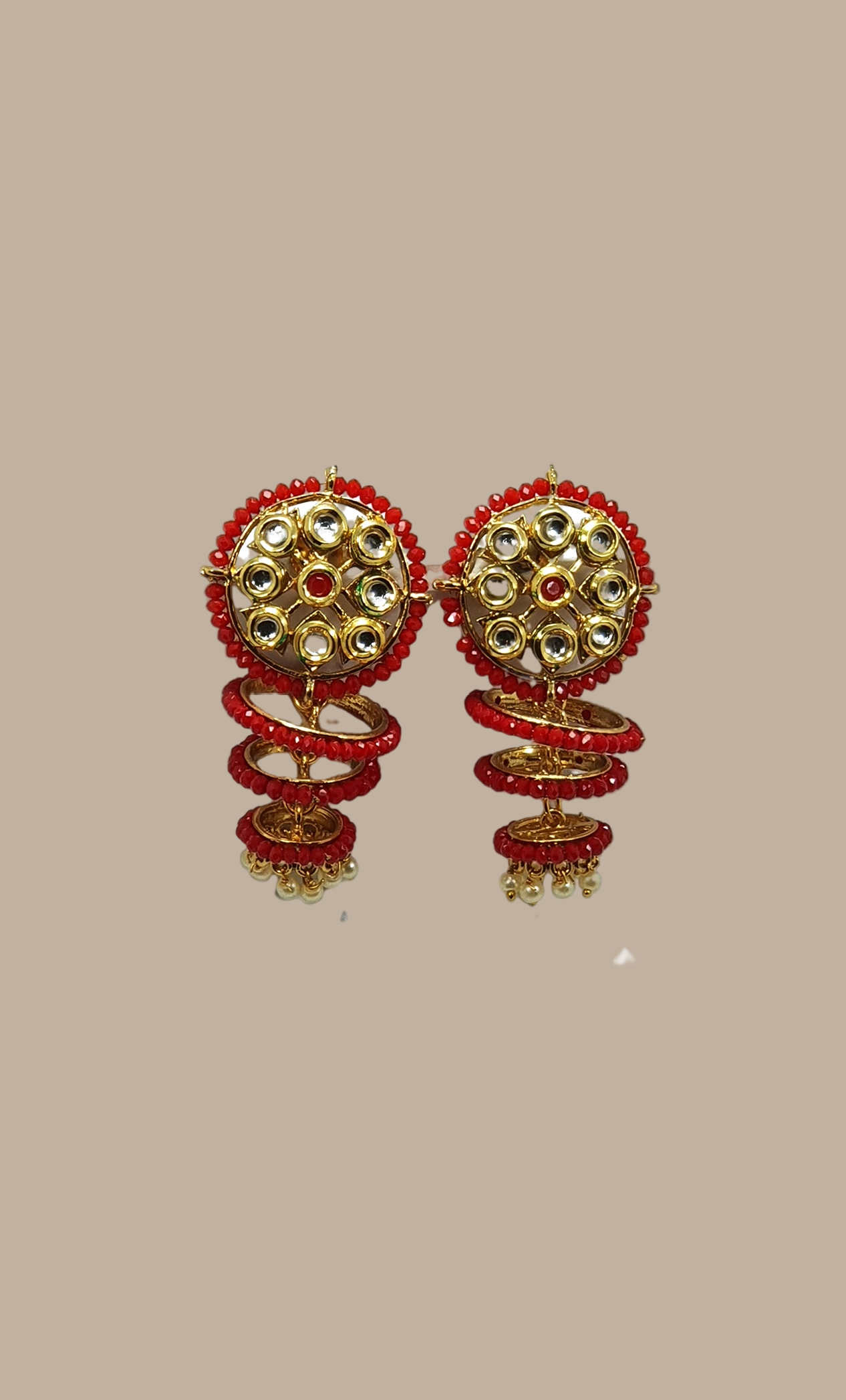 Red & Gold Jumki Earrings