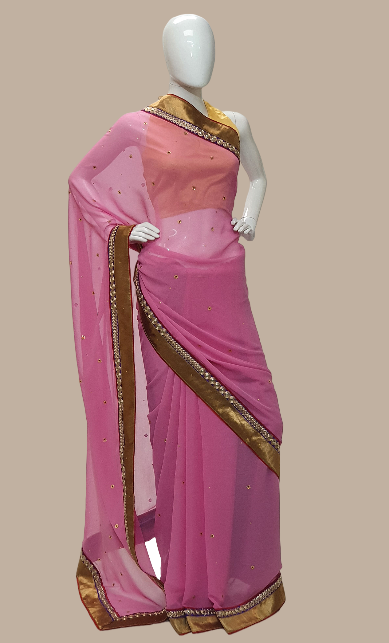 Deep Mink Right Hand Embroidered Sari