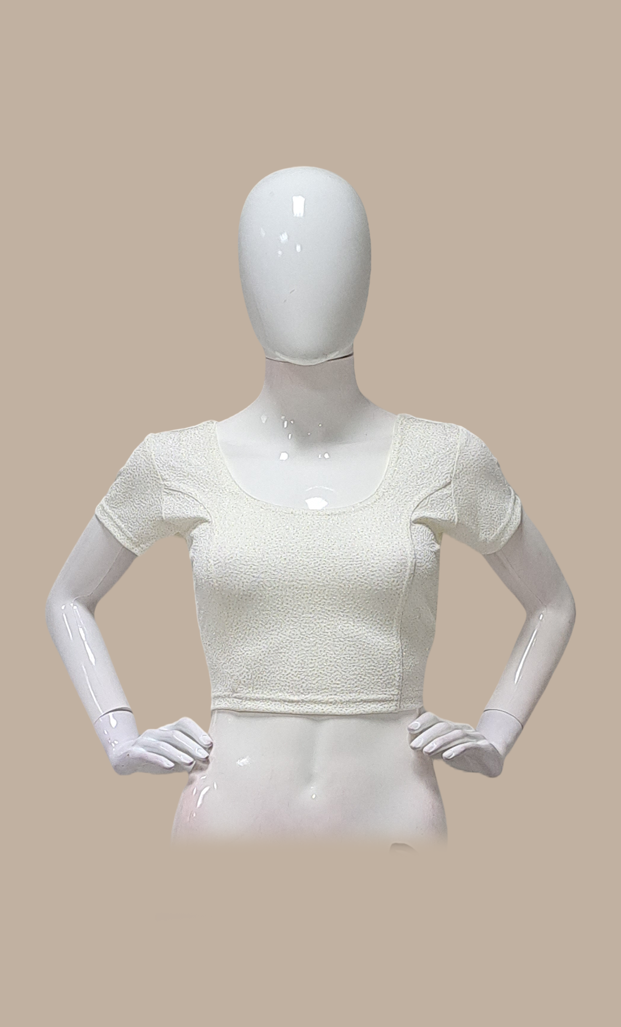 Off White Shimmer Stretch Blouse
