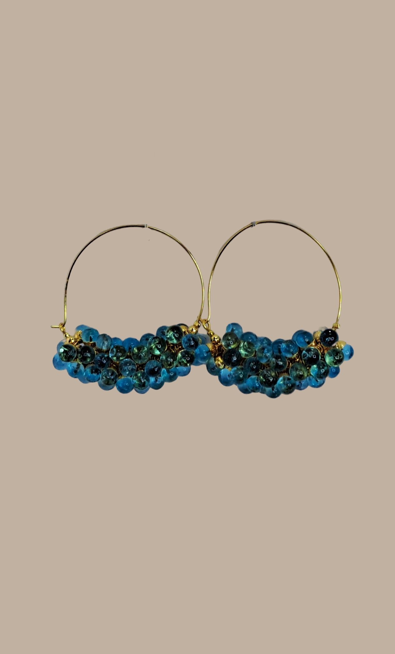 Soft Blue Beadwork Hoop Earrings